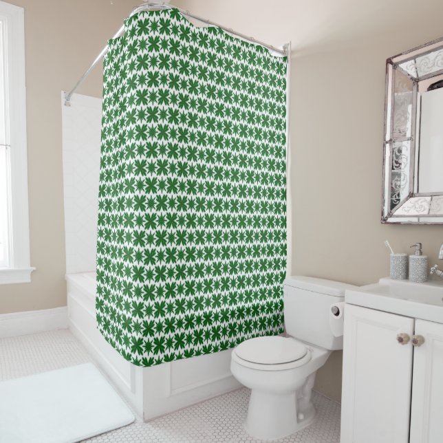 Pine Snowflakes Shower Curtain (In Situ)
