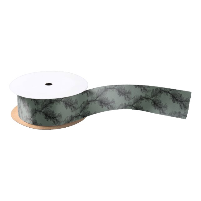 Pine Sprig Vintage Satin Ribbon (Spool)