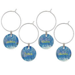 Pine Spruce Tree Winter Blue Christmas Snow Wine Charm