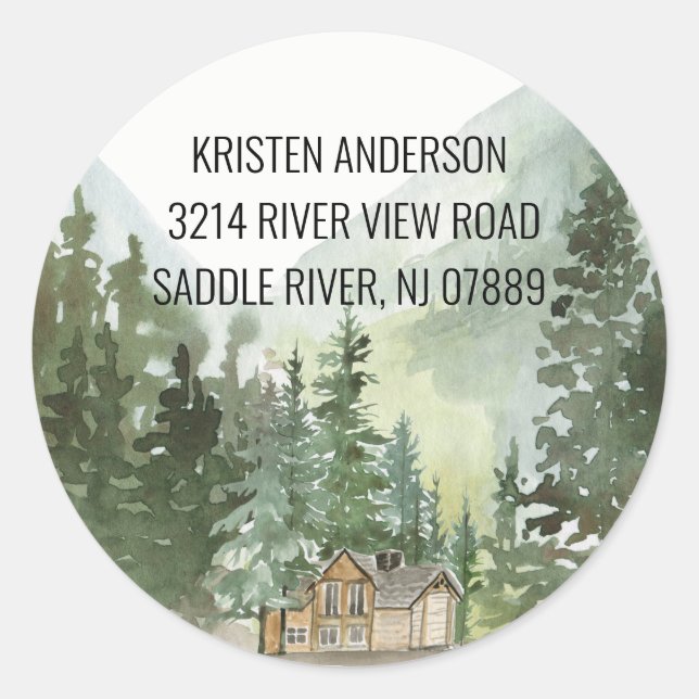Pine Spruce Trees | New Home Address Label Sticker (Front)