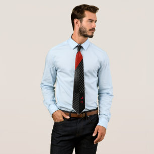 Pine stripe red, black and white tie