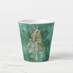 Pine Teal Green Gold Christmas Latte Mug