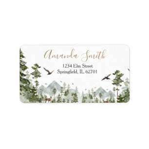 Pine Tree Adventure Awaits Couple Shower Address Label