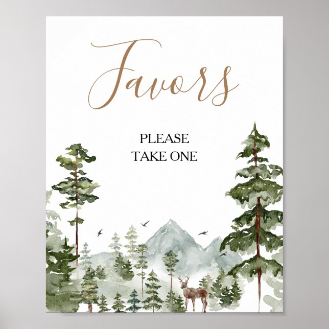 Pine Tree Adventure Awaits Couple Shower Favours Poster (Front)