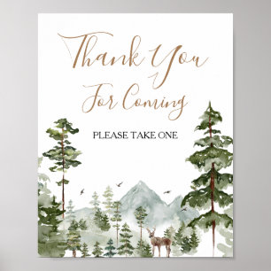 Pine Tree Adventure Awaits Couple Shower Thank You Poster