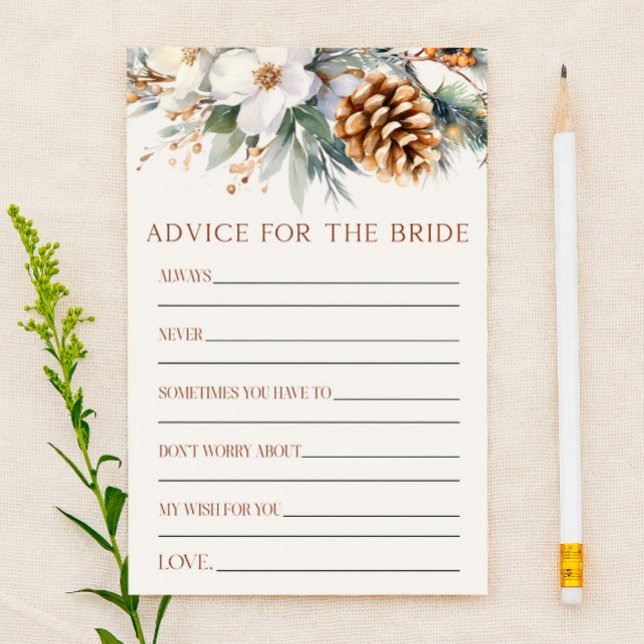 Pine Tree Advice For The Bride Bridal Shower Game  Stationery (Creator Uploaded)