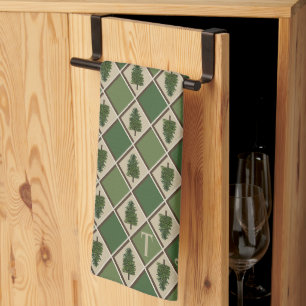 Pine Tree and Harlequin Kitchen Towel