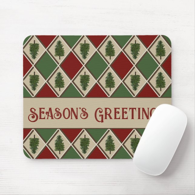 Pine Tree and Harlequin Mouse Pad (With Mouse)