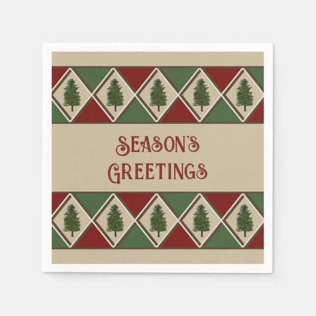 Pine Tree and Harlequin Paper Napkin (Front)