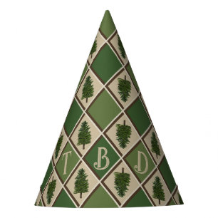 Pine Tree and Harlequin Party Hat