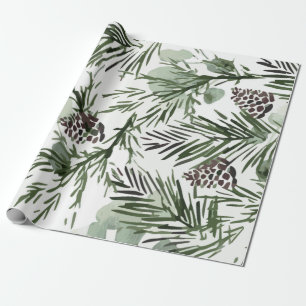Pine Tree and Pinecones Pattern Wrapping Paper