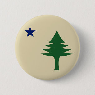 Pine tree and star 1901 flag of Maine State 6 Cm Round Badge