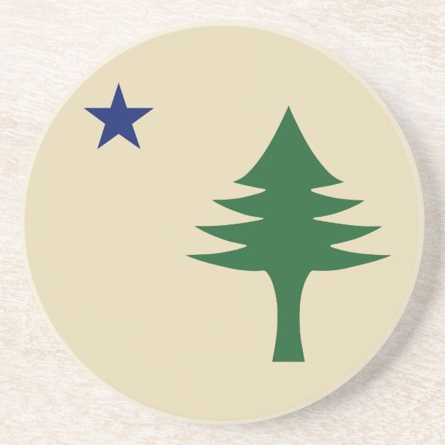 Pine tree and star 1901 flag of Maine State Coaster (Front)