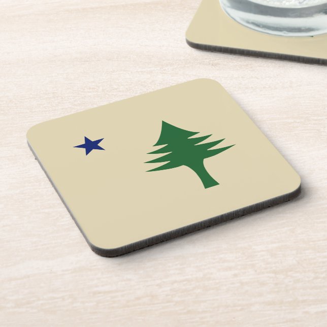 Pine tree and star 1901 flag of Maine State Coaster (Left Side)
