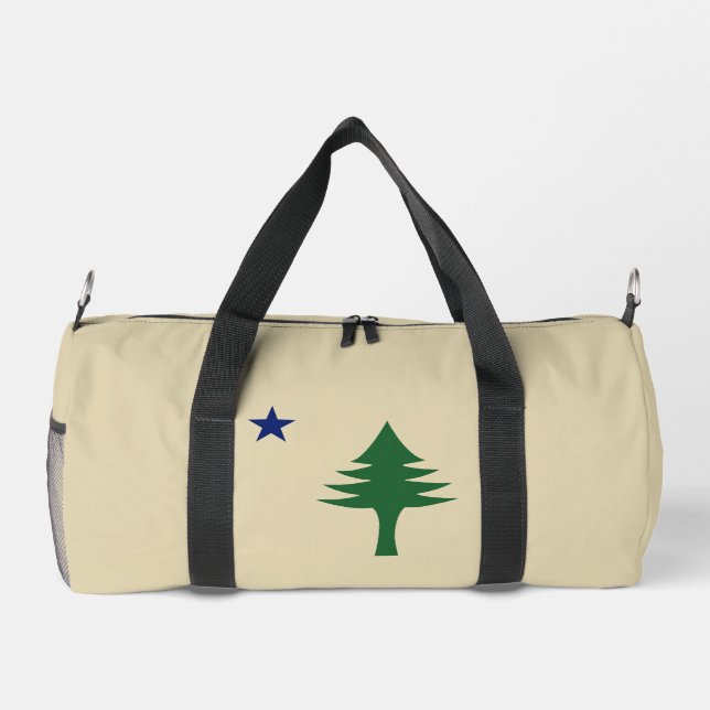Pine tree and star 1901 flag of Maine State Duffle Bag (Back)