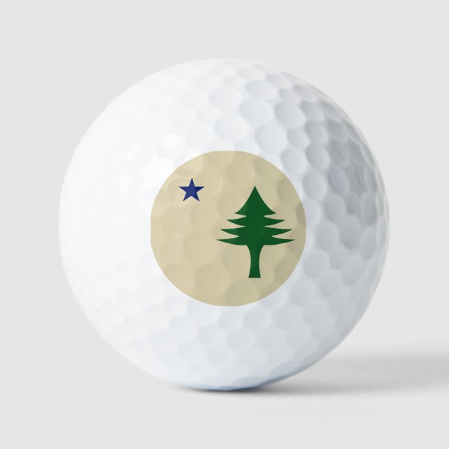 Pine tree and star 1901 flag of Maine State Golf Balls (Front)