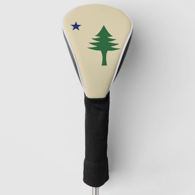 Pine tree and star 1901 flag of Maine State Golf Head Cover (Front)