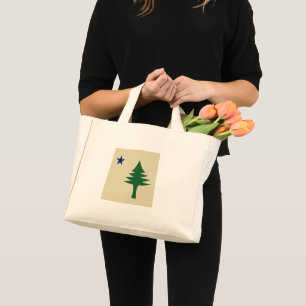 Pine tree and star 1901 flag of Maine State Mini Tote Bag