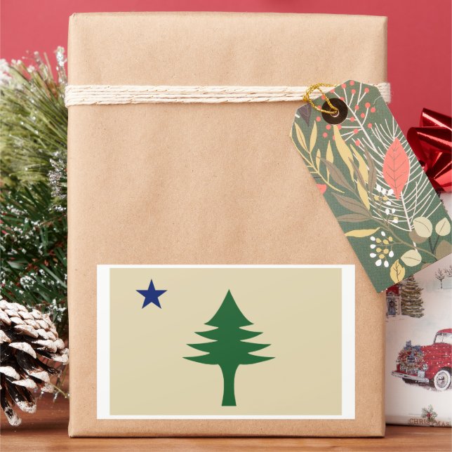 Pine tree and star 1901 flag of Maine State Rectangular Sticker (Holiday)
