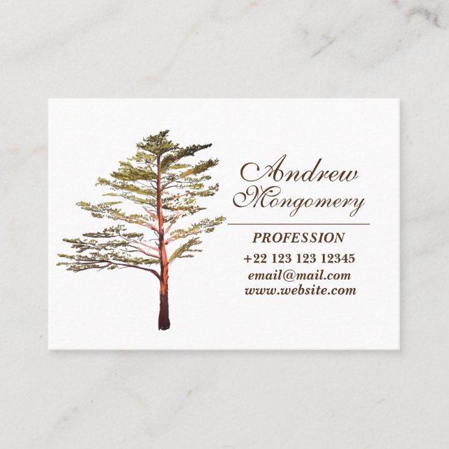 Pine tree Art Custom Profesional Business Card (Front)
