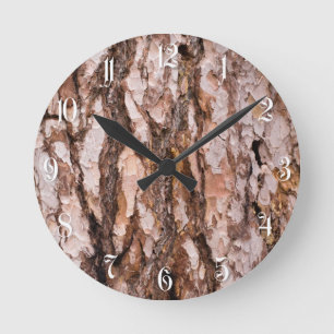 Pine tree bark texture round clock