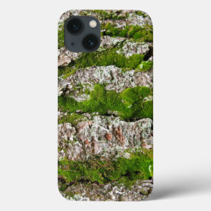 Pine Tree Bark With Moss iPhone 13 Case