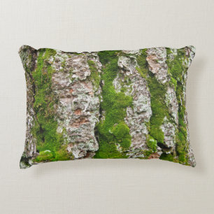 Pine Tree Bark With Moss Decorative Cushion