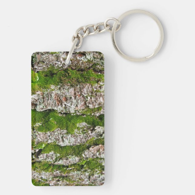 Pine Tree Bark With Moss Key Ring (Back)