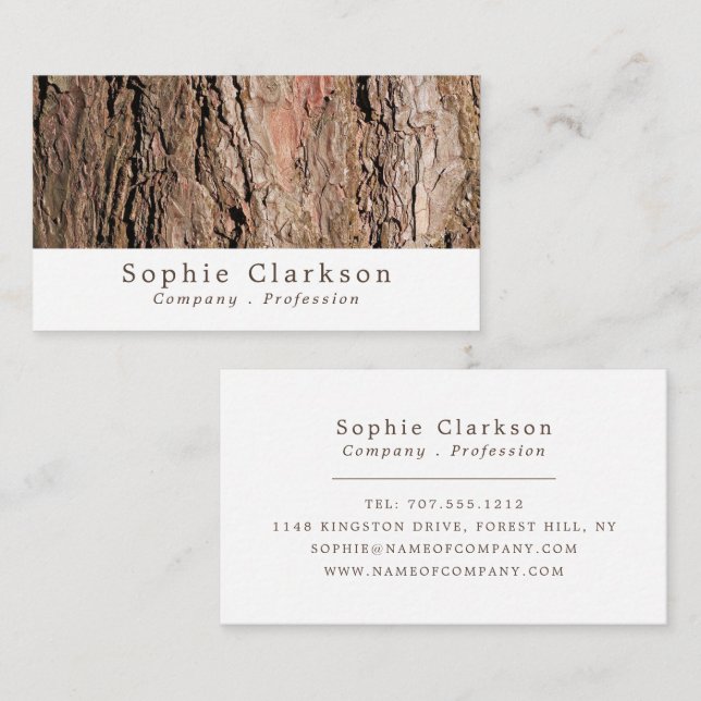Pine Tree Bark Wood Effect, Rustic Business Card (Front/Back)