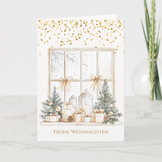 Pine Tree Baubles Candles German Christmas Holiday Card (Front)