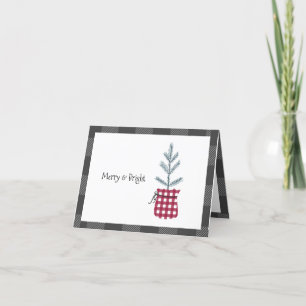 Pine Tree Black Red Holiday Country Plaid Card
