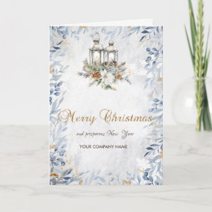 Pine Tree Branch Balls Candle Snowflakes Holiday C Card