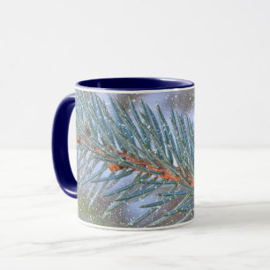 Pine Tree Branch Snow and Winter Art Mug Cup