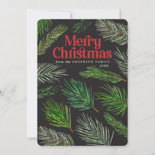 Pine tree branch typography modern christmas announcement