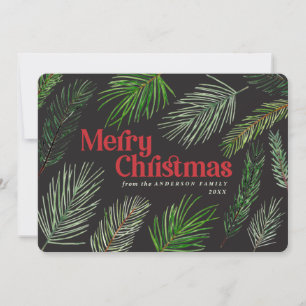 Pine tree branch typography modern christmas announcement