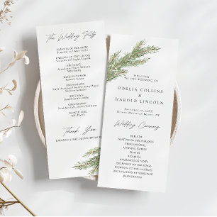 Pine Tree Branch Winter Wedding Program