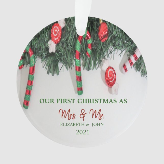Pine Tree Branches Candy, Our First Christmas Ornament (Front)