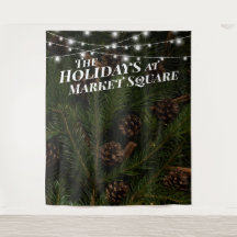 Pine Tree Branches Holiday Photo Backdrop