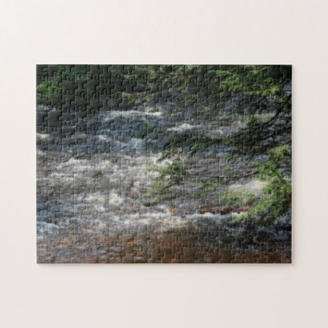 Pine Tree Branches Over Rapids In Stream Orton  Jigsaw Puzzle (Horizontal)
