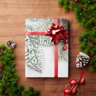 Pine Tree Branches Snow Christmas   Wrapping Paper