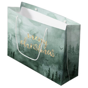 Pine Tree Branches,Snow Large Gift Bag
