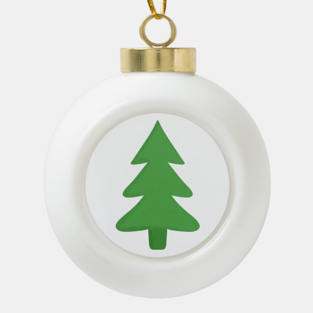 Pine Tree Ceramic Ball Christmas Ornament (Front)