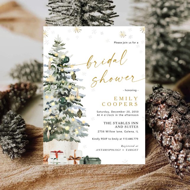 Pine Tree Christmas Bridal Shower Invitation (Creator Uploaded)
