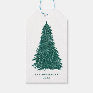 Pine Tree Christmas   Evergreen Winter Holiday Gift Tags
