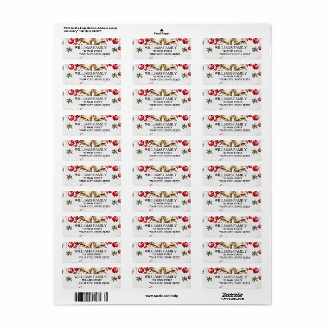 Pine Tree Christmas Holiday  Return Address Label (Full Sheet)