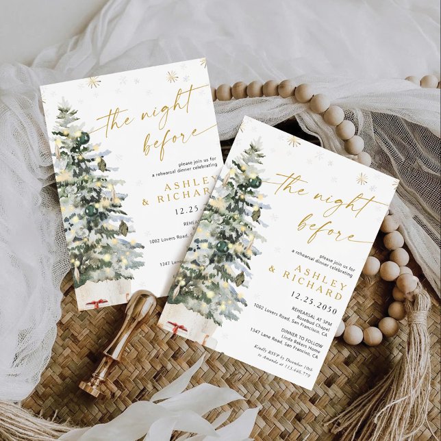 Pine Tree Christmas Rehearsal Dinner Invitation (Creator Uploaded)