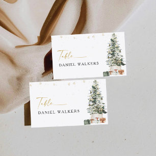 Pine Tree Christmas Wedding Flat Place Card