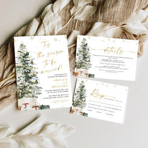 Pine Tree Christmas Wedding Invitation