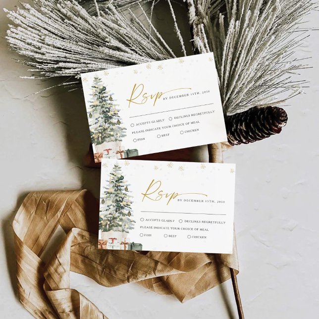Pine Tree Christmas Wedding RSVP Card (Creator Uploaded)