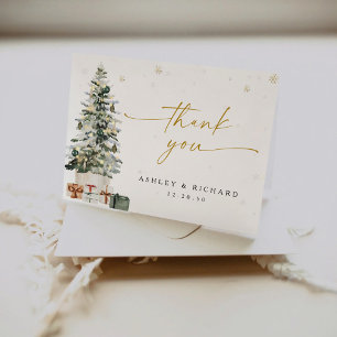 Pine Tree Christmas Wedding Thank You Card